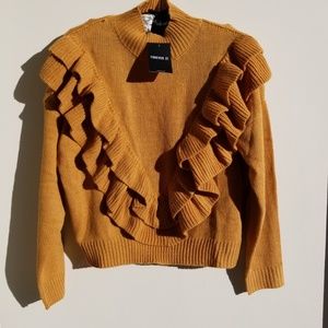 Forever 21 mustard yellow sweater with ruffles